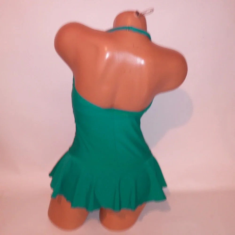 Shore Shapes One Piece Swim Size 10 Teal Solid Ruffle Lightly Lined Wireless